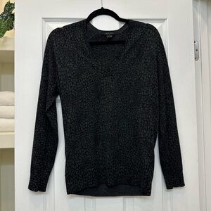Theory Grey Leopard Wool Sweater Size S